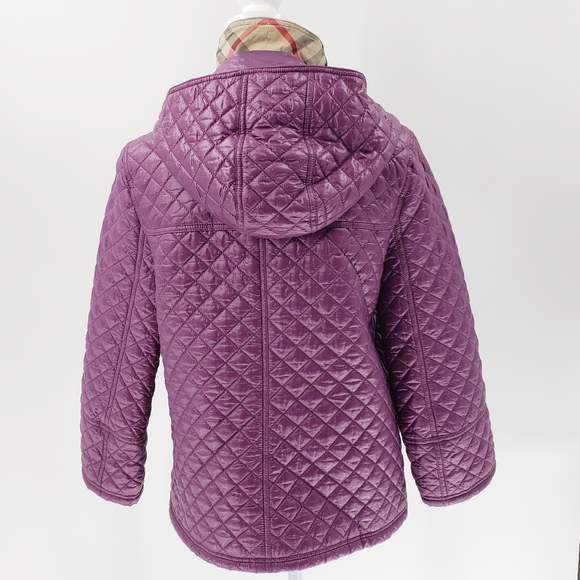 Burberry Quilted Jacket 12 Nova Check Toggle Plum - Picture 6 of 8